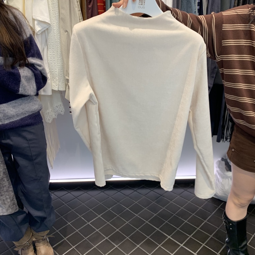 OUS/INCH-L韓國直郵㊣女士新品真品時尚長袖T恤天鵝絨拉鏈OUS/INCH長袖T恤圖色2