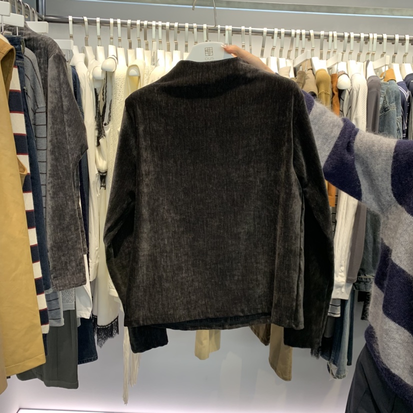 OUS/INCH-L韓國直郵㊣女士新品真品時尚長袖T恤天鵝絨拉鏈OUS/INCH長袖T恤圖色4
