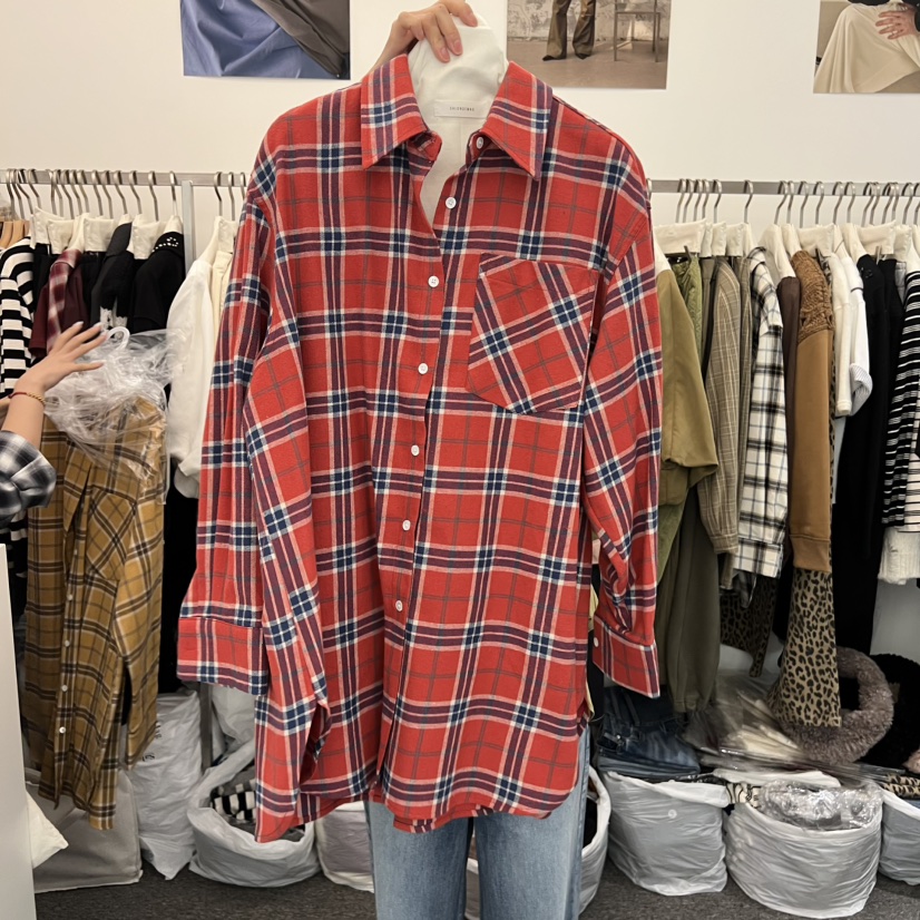 SALONDEMAG東大門㊣實拍女士新品時尚熱賣25秋冬襯衫蕾絲衫格紋SALONDEMAG襯衫/蕾絲衫