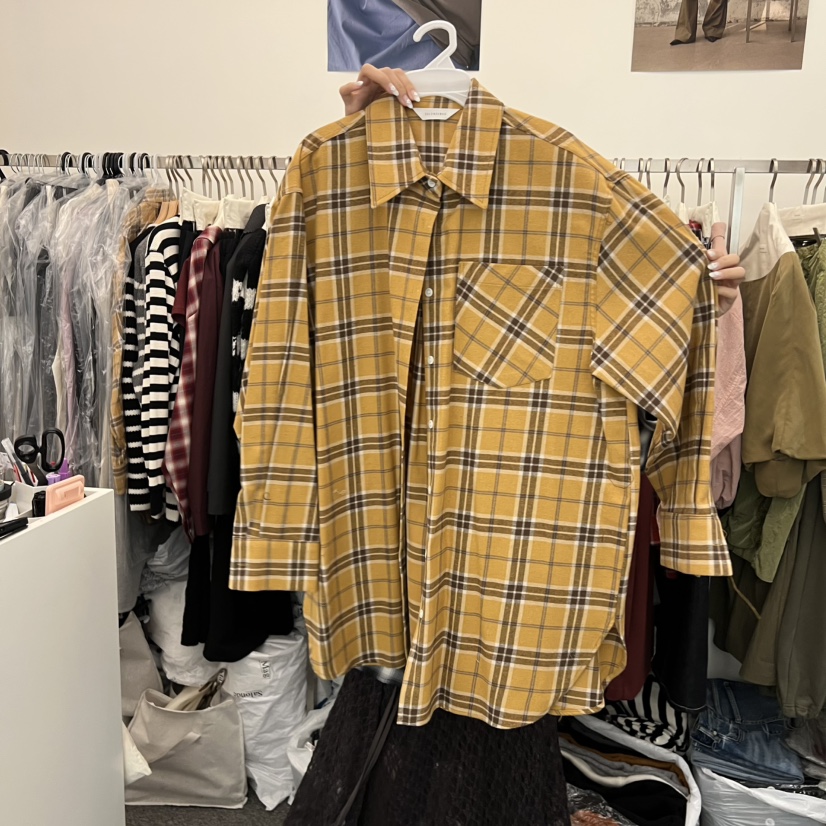 SALONDEMAG東大門㊣實拍女士新品時尚熱賣25秋冬襯衫蕾絲衫格紋SALONDEMAG襯衫/蕾絲衫圖色3
