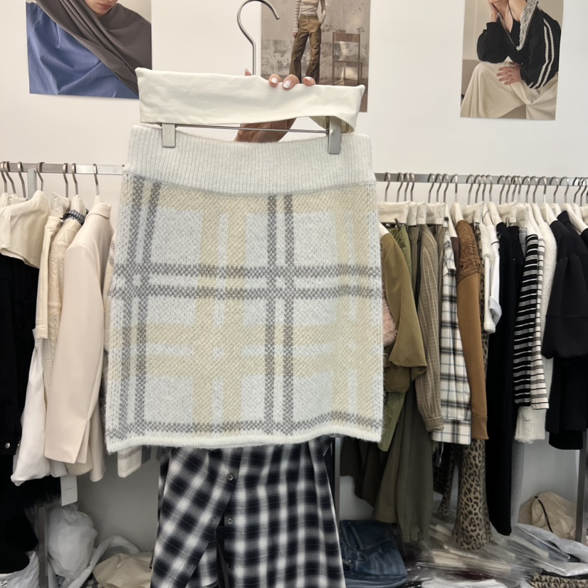 SALONDEMAG東大門㊣直郵女士新品休閑25秋冬時尚熱賣短裙格紋SALONDEMAG短裙