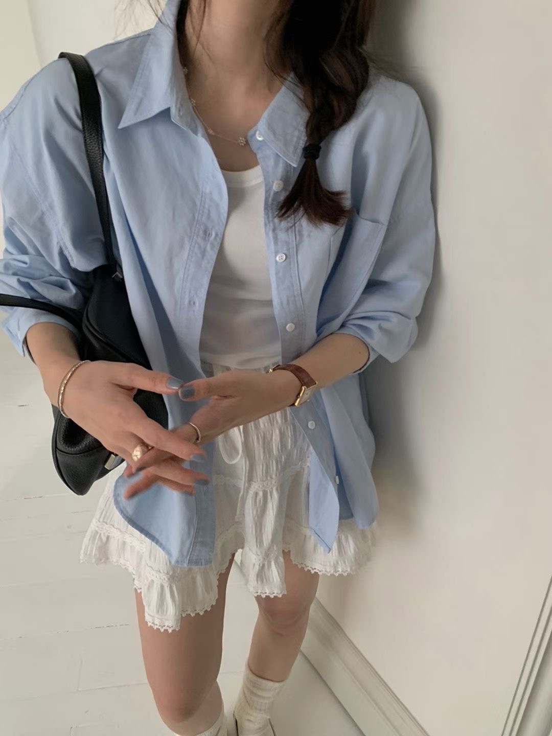 PYT-ot東大門㊣實拍女士新款休閑職業推薦熱賣時尚襯衫蕾絲衫pretty young thing襯衫/蕾絲衫圖色3