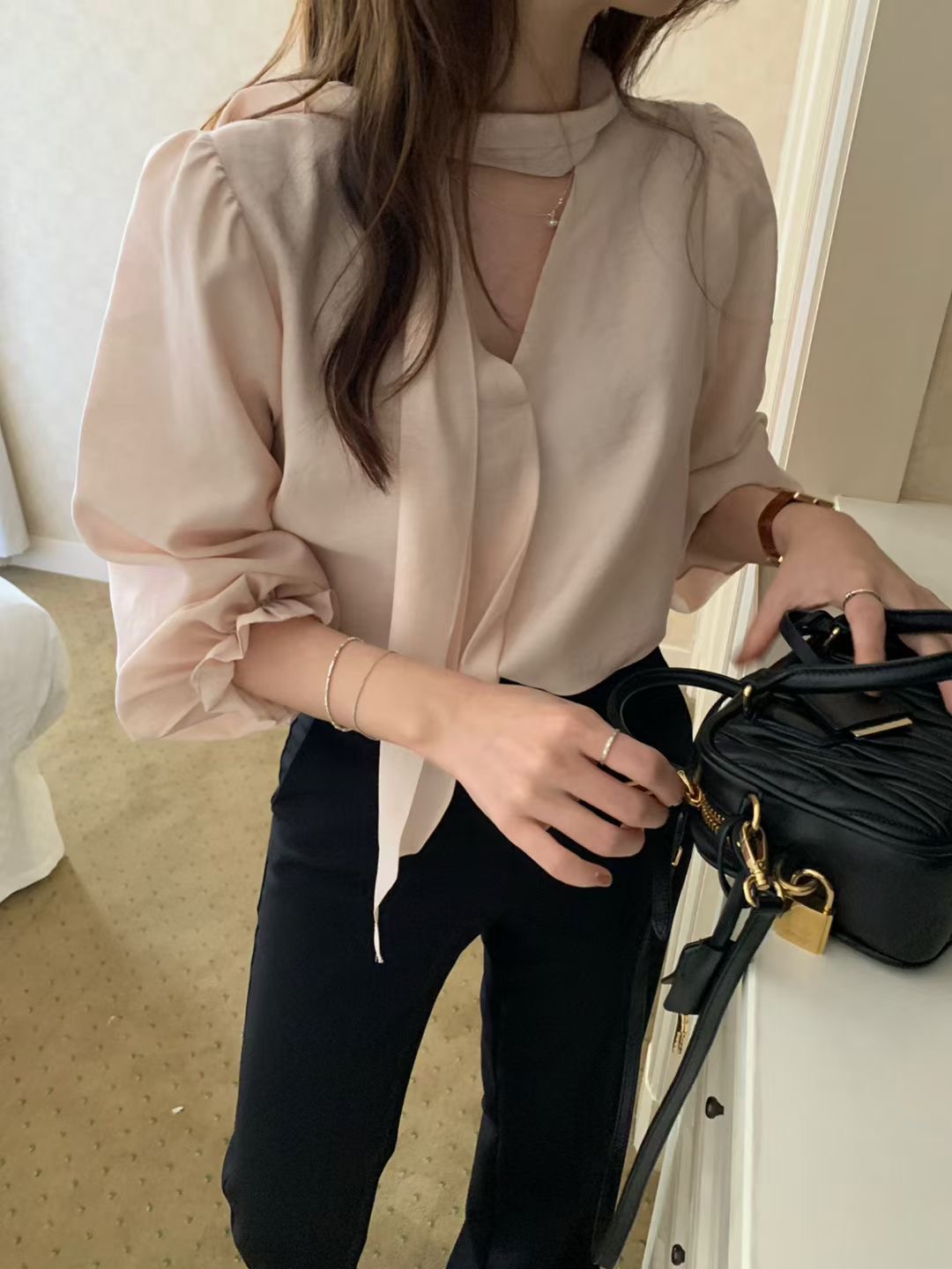 PYT-ot東大門㊣代購女士新品熱賣人氣推薦時尚真品襯衫蕾絲衫pretty young thing襯衫/蕾絲衫