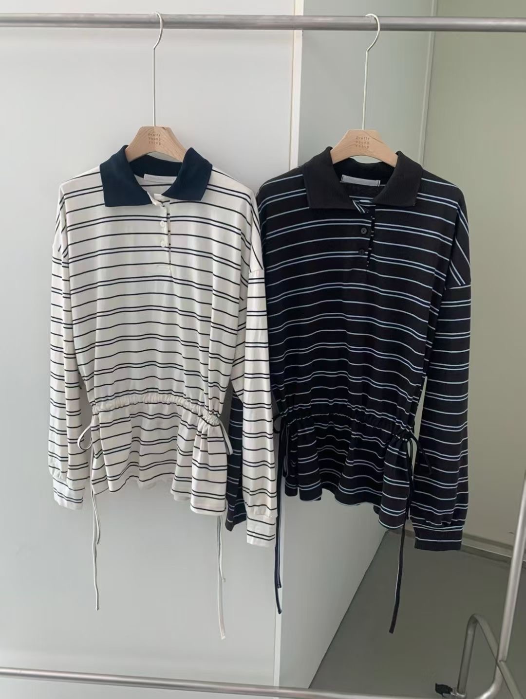 PYT-ot東大門㊣實拍女裝新品25秋冬真品休閑職業長袖T恤條紋pretty young thing長袖T恤