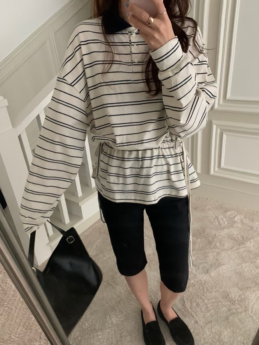 PYT-ot東大門㊣實拍女裝新品25秋冬真品休閑職業長袖T恤條紋pretty young thing長袖T恤圖色1
