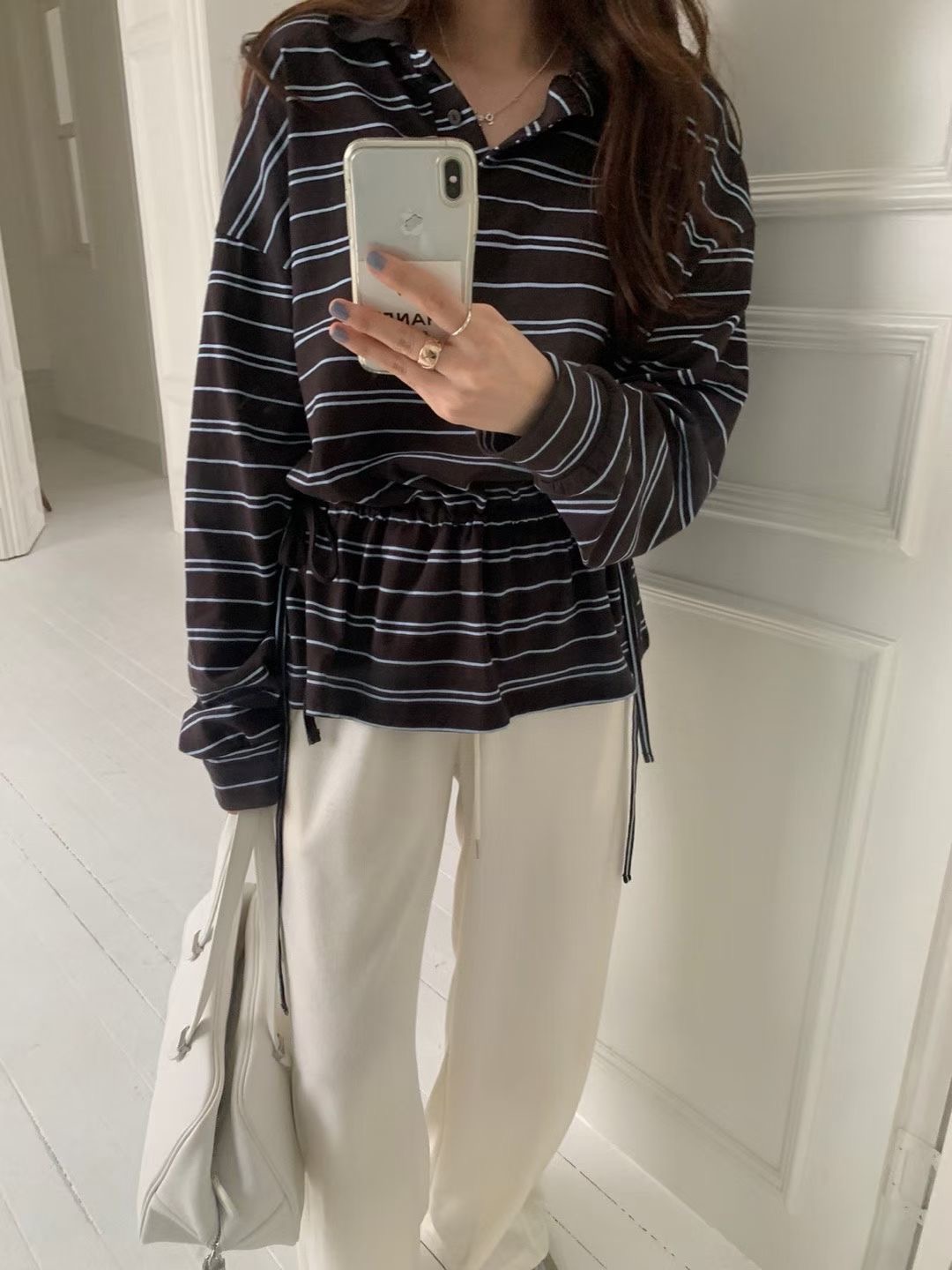 PYT-ot東大門㊣實拍女裝新品25秋冬真品休閑職業長袖T恤條紋pretty young thing長袖T恤圖色2