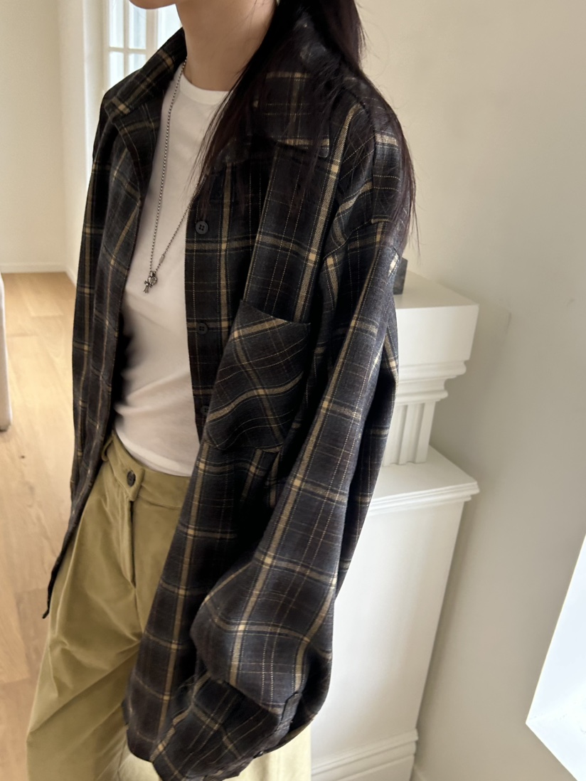 ME MO東大門㊣代購女裝新款時尚人氣真品休閑襯衫蕾絲衫格紋ME MO襯衫/蕾絲衫圖色1