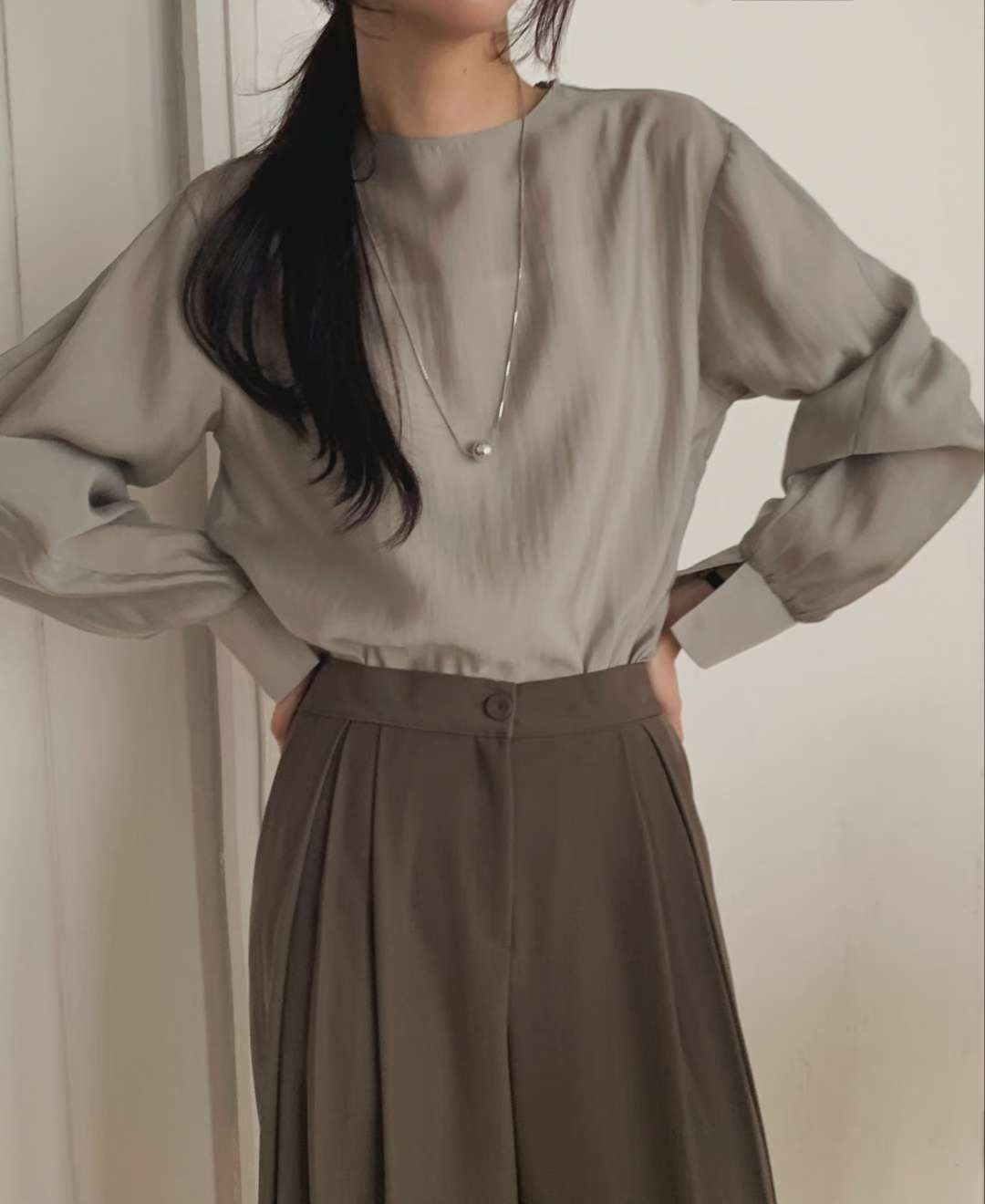 BONGBLY-봉블리東大門㊣實拍女士新品25秋冬時尚襯衫蕾絲衫BONGBLY襯衫/蕾絲衫圖色2