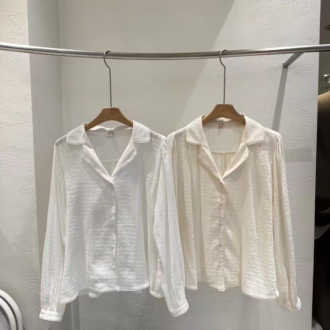 OUIR東大門㊣直郵女裝新款推薦時尚職業休閑人氣襯衫蕾絲衫OUIR襯衫/蕾絲衫