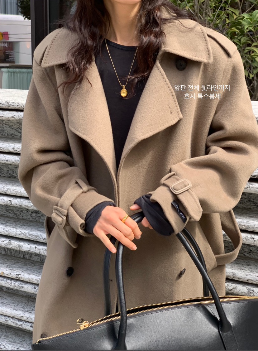 MOVENNE東大門㊣代購女裝新款職業真品休閑中長款大衣手工制作MOVENNE中長款大衣