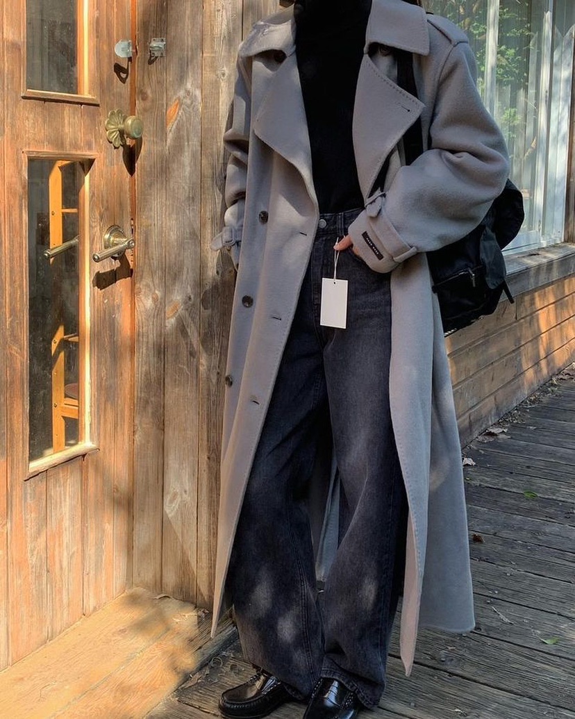 MOVENNE東大門㊣代購女裝新款職業真品休閑中長款大衣手工制作MOVENNE中長款大衣