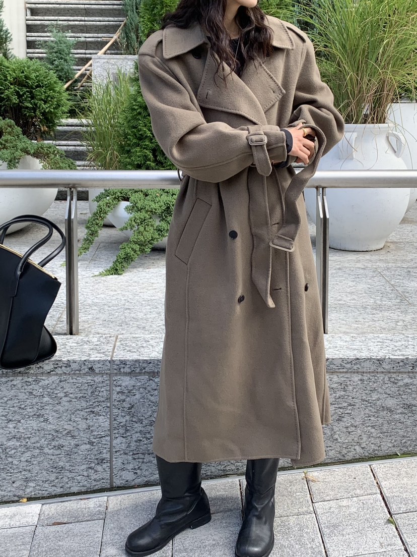 MOVENNE東大門㊣代購女裝新款職業真品休閑中長款大衣手工制作MOVENNE中長款大衣