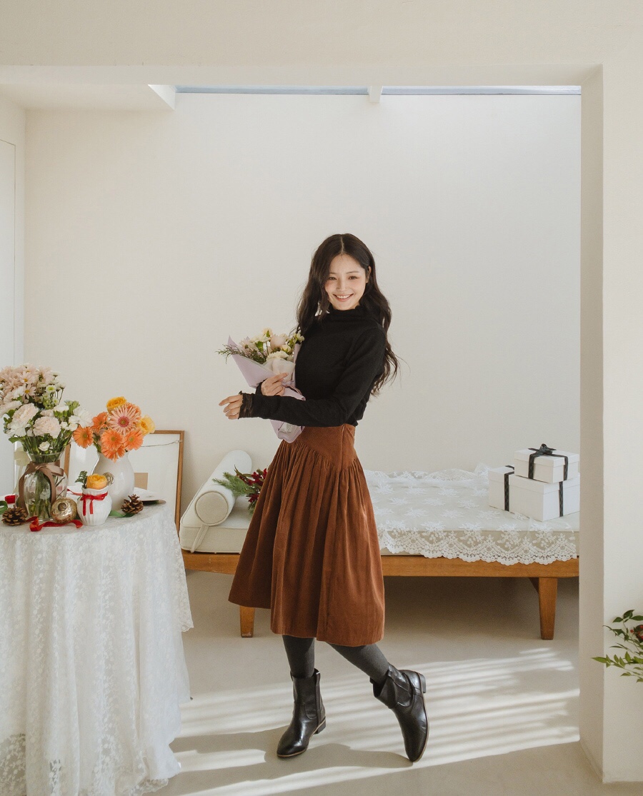 LETAILOR東大門㊣直郵女裝新款時尚25秋冬半身裙中短裙天鵝絨LETAILOR半身裙/中短裙