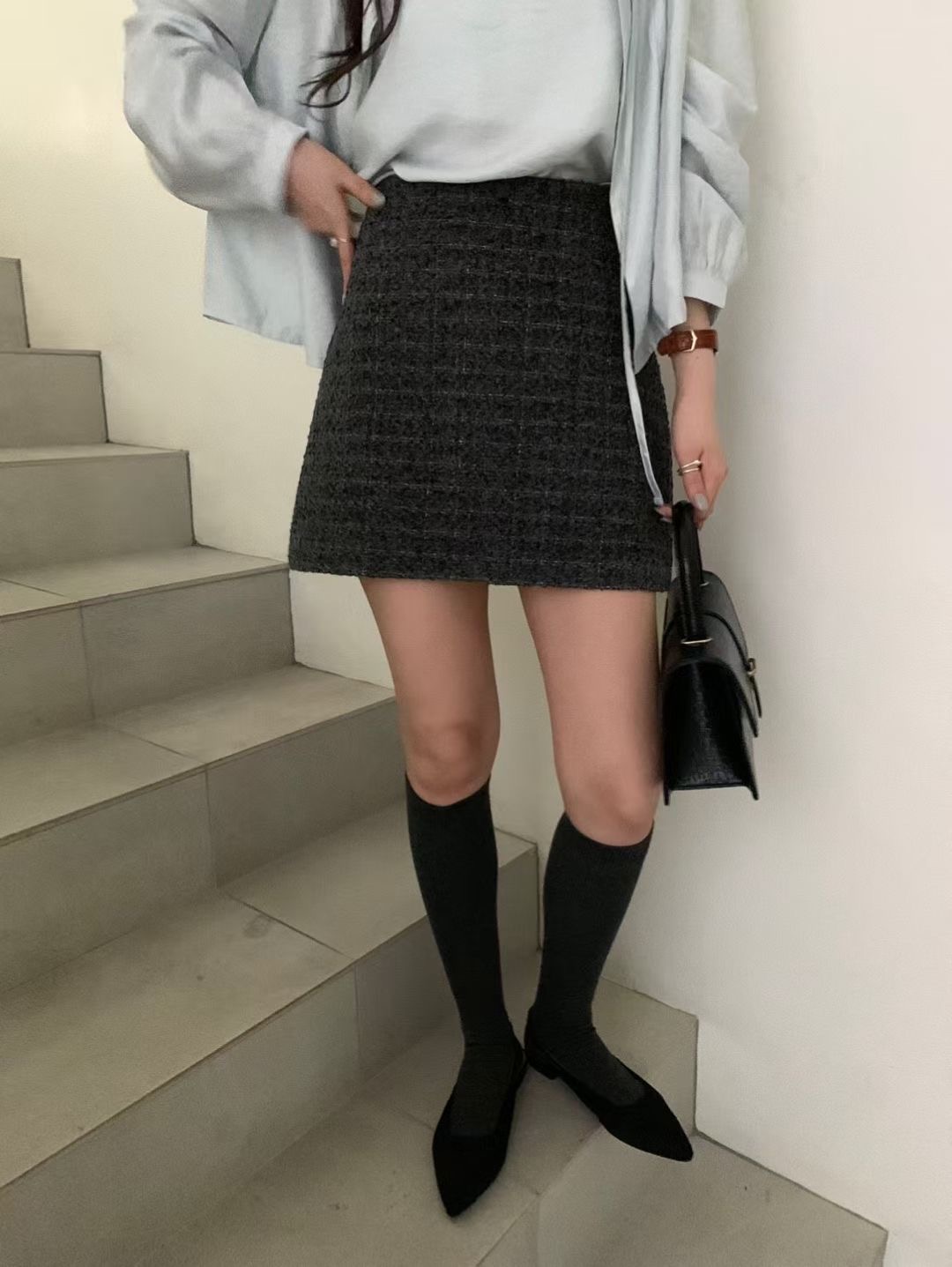 FREELOVE東大門㊣代購女裝新品休閑推薦真品人氣職業短裙花呢FREELOVE短裙圖色1