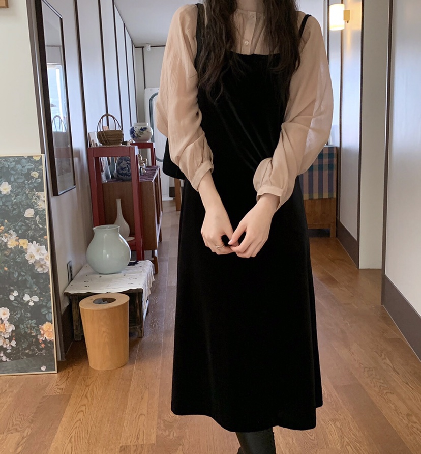 LETAILOR韓國直郵㊣女士新品熱賣休閑推薦時尚連衣裙天鵝絨LETAILOR連衣裙