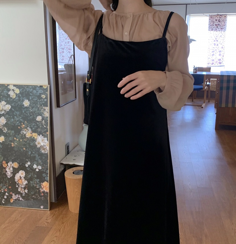 LETAILOR韓國直郵㊣女士新品熱賣休閑推薦時尚連衣裙天鵝絨LETAILOR連衣裙
