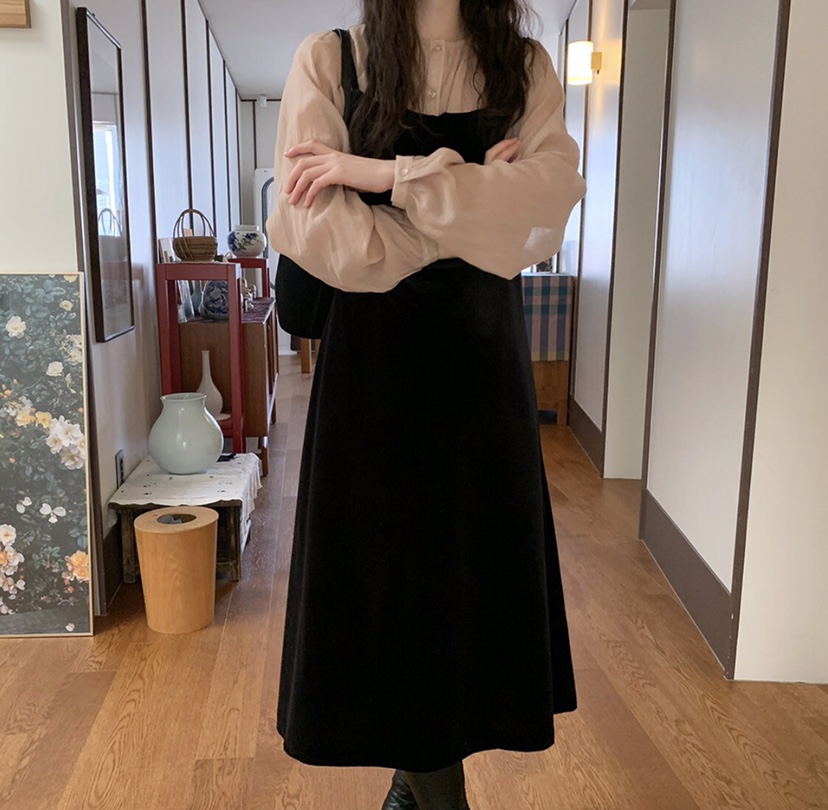 LETAILOR韓國直郵㊣女士新品熱賣休閑推薦時尚連衣裙天鵝絨LETAILOR連衣裙