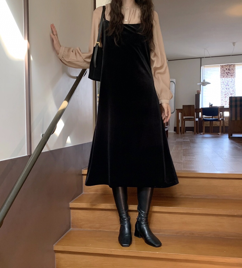 LETAILOR韓國直郵㊣女士新品熱賣休閑推薦時尚連衣裙天鵝絨LETAILOR連衣裙