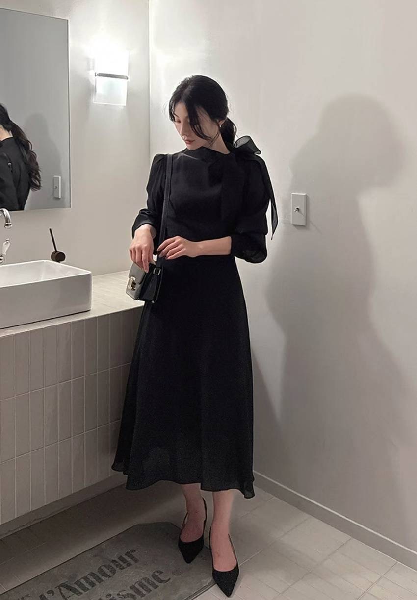 EEYOU韓國直郵㊣女裝新品真品推薦25秋冬熱賣休閑職業連衣裙EEYOU連衣裙圖色1