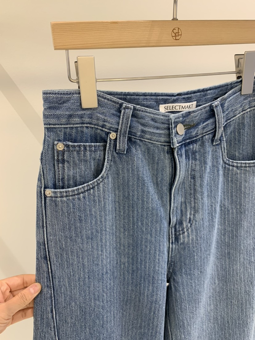 SELECT MARKET韓國直郵㊣女裝新品25秋冬時尚休閑牛仔褲條紋SELECT MARKET牛仔褲