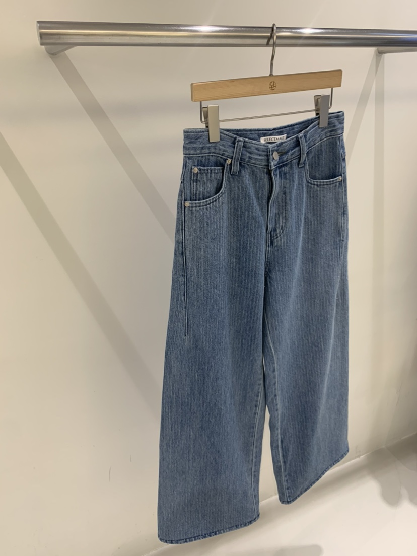 SELECT MARKET韓國直郵㊣女裝新品25秋冬時尚休閑牛仔褲條紋SELECT MARKET牛仔褲