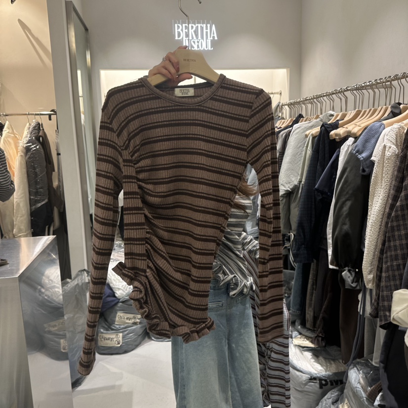 BERTHA東大門㊣直郵女裝新品真品熱賣25秋冬人氣時尚長袖T恤BERTHA長袖T恤圖色3