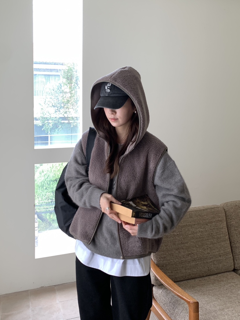 BAKING POWDER東大門㊣直郵女士新品職業人氣馬甲羊毛衫連帽BAKING POWDER馬甲
