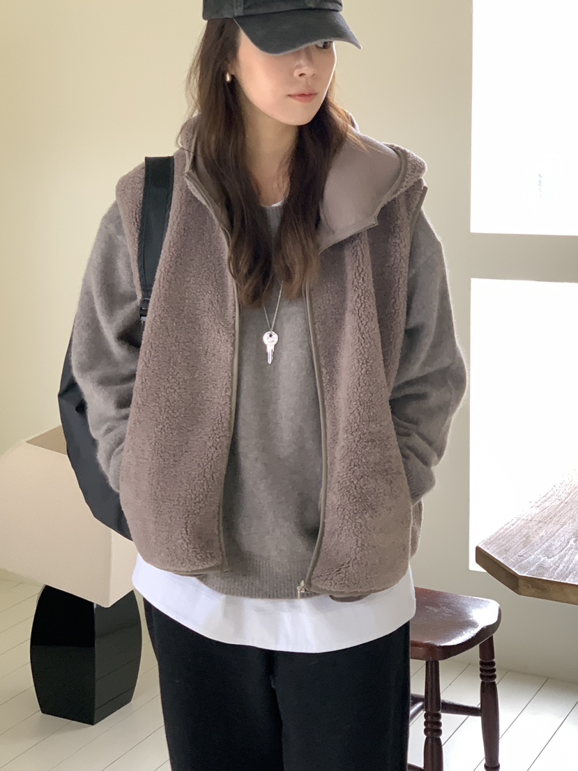 BAKING POWDER東大門㊣直郵女士新品職業人氣馬甲羊毛衫連帽BAKING POWDER馬甲