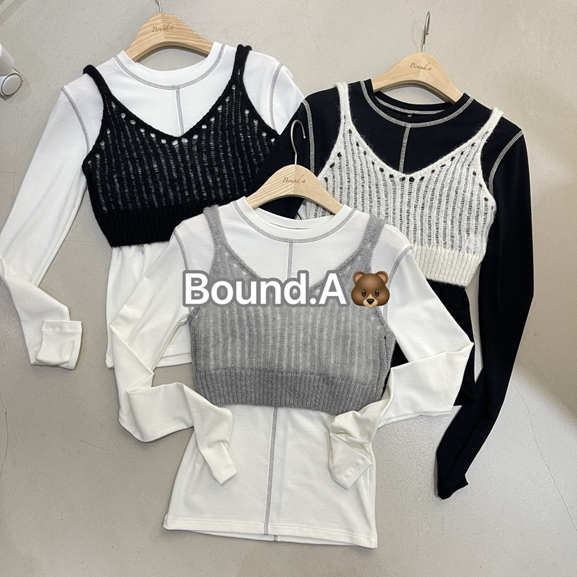 BOUND.A東大門㊣直郵女裝新款真品職業25秋冬熱賣人氣長袖T恤BOUND.A長袖T恤