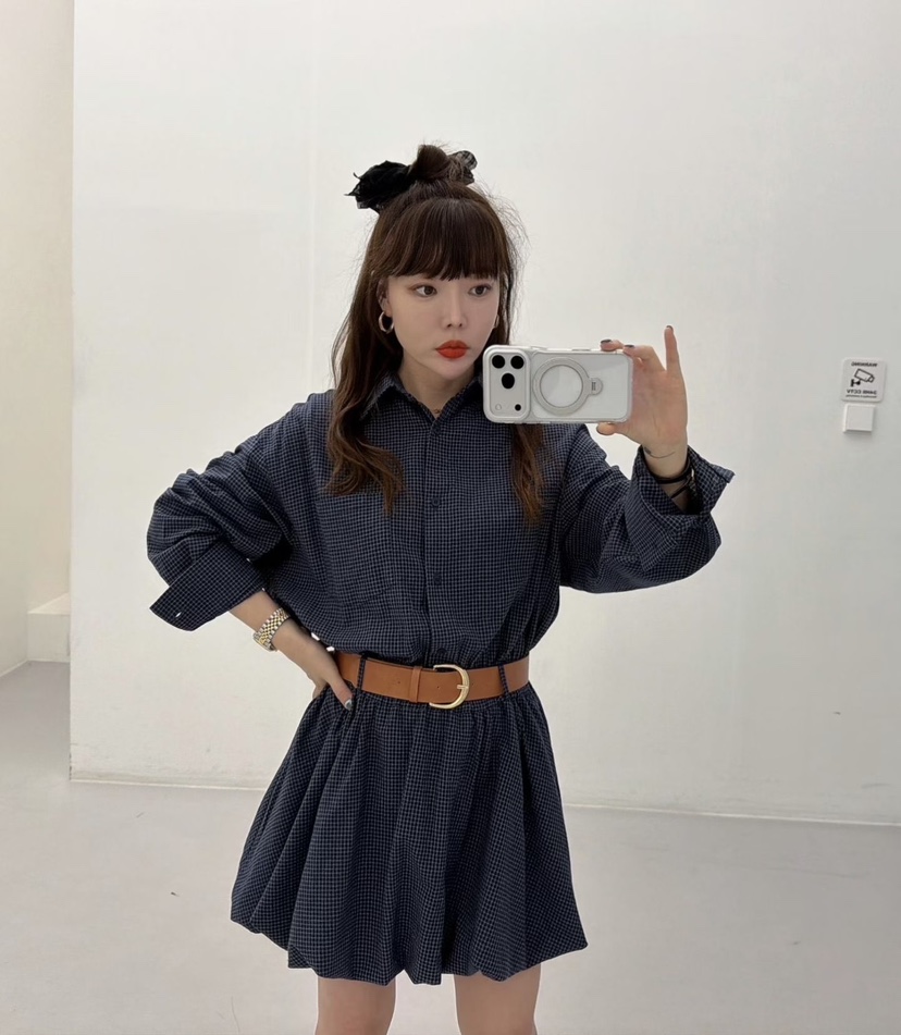 LOVABLE韓國直郵㊣女士新款推薦人氣職業真品時尚連衣裙含腰帶LOVABLE連衣裙