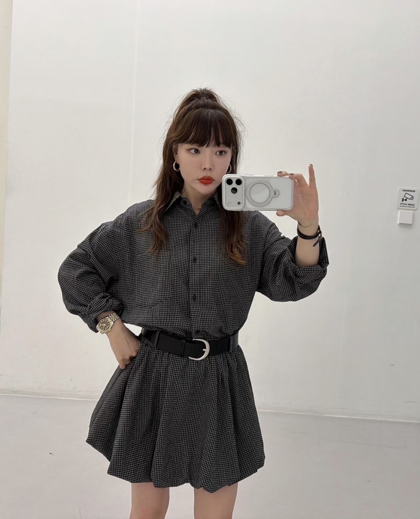 LOVABLE韓國直郵㊣女士新款推薦人氣職業真品時尚連衣裙含腰帶LOVABLE連衣裙