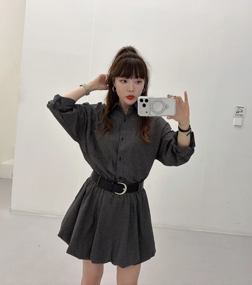 LOVABLE韓國直郵㊣女士新款推薦人氣職業真品時尚連衣裙含腰帶LOVABLE連衣裙