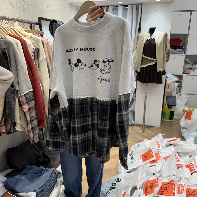 DE LINE韓國直郵㊣女裝新款熱賣推薦人氣真品長袖T恤假兩件DE LINE長袖T恤圖色1