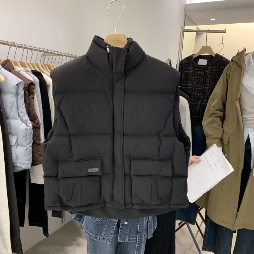 PHILO韓國直郵㊣女裝新品時尚人氣休閑馬甲不含內搭填充鴨絨PHILO馬甲圖色1