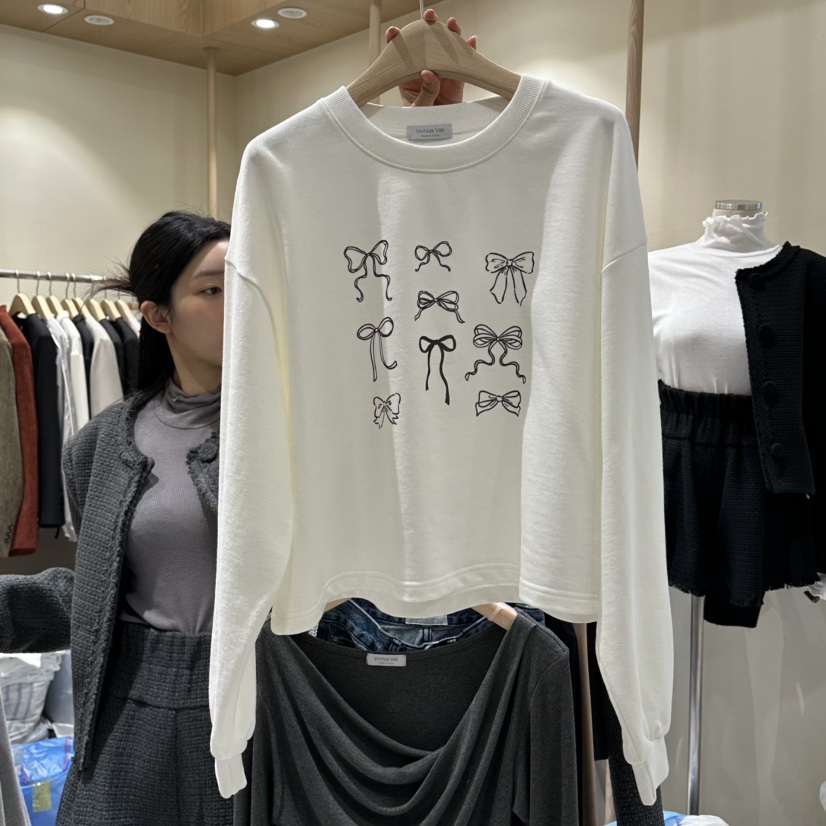 VINTAGE VIBE東大門㊣代購女士新款推薦熱賣休閑真品長袖T恤VINTAGE VIBE長袖T恤圖色1