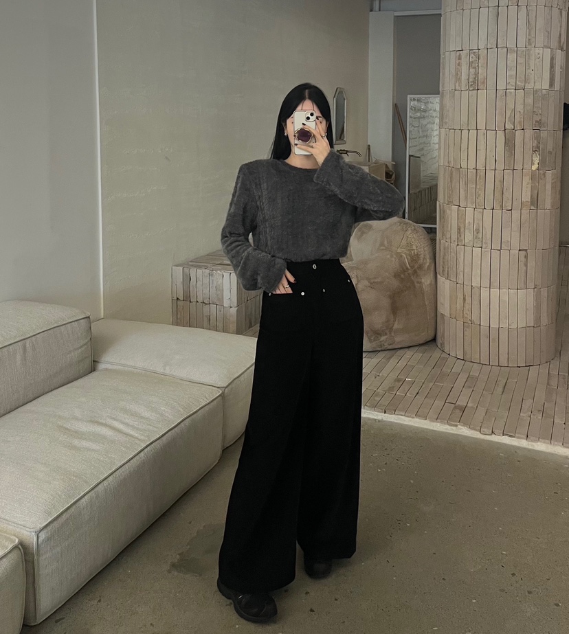 AMUSE SEOUL東大門㊣實拍女裝新品25秋冬職業休閑褲羊毛口袋AMUSE SEOUL休閑褲