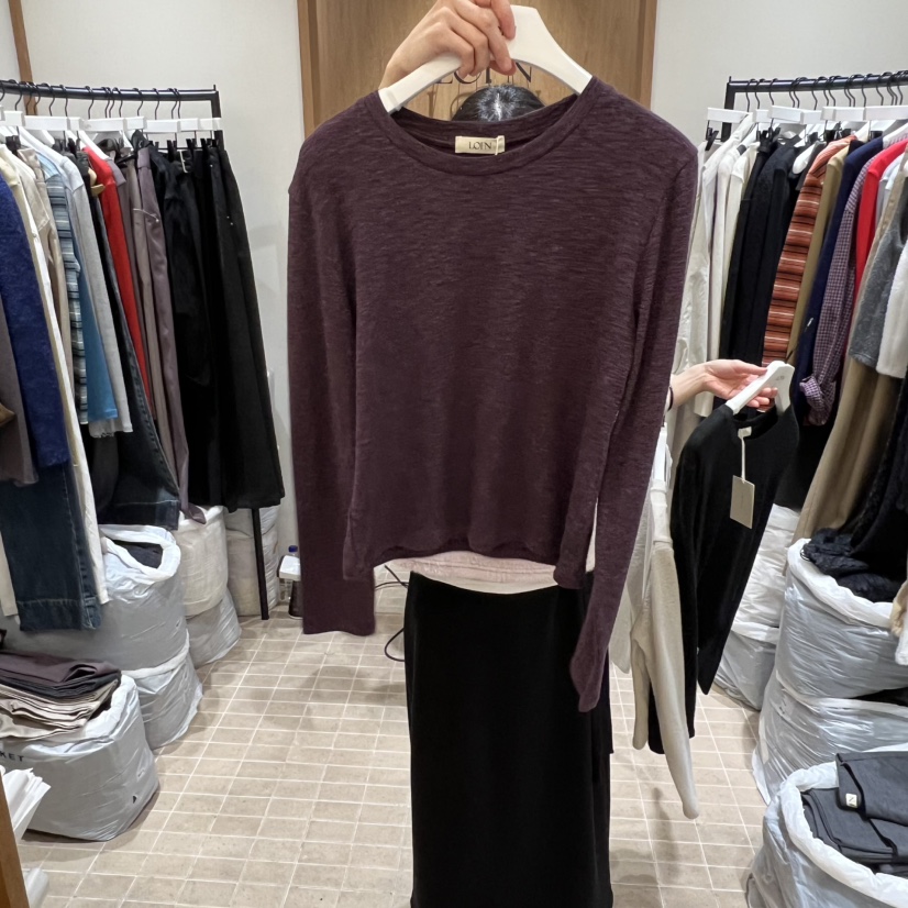 LOFN韓國直郵㊣女士新品熱賣休閑25秋冬人氣時尚推薦長袖T恤LOFN長袖T恤圖色2