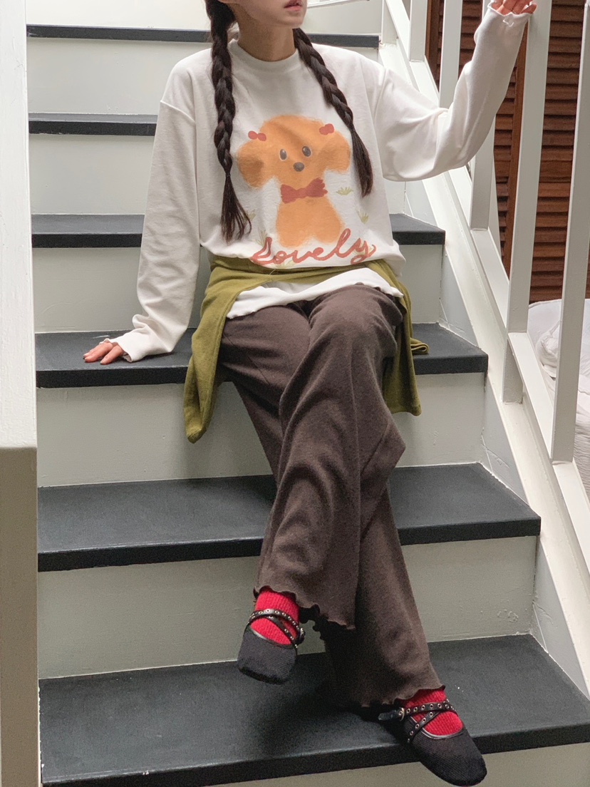 TOLL韓國代購㊣女士新品人氣推薦職業25秋冬熱賣休閑長袖T恤TOLL長袖T恤