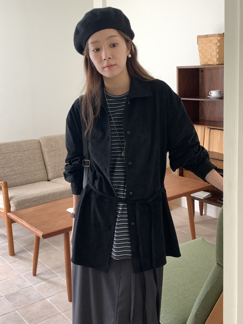 BAKING POWDER韓國直郵㊣女裝新款真品熱賣襯衫蕾絲衫含腰繩BAKING POWDER襯衫/蕾絲衫