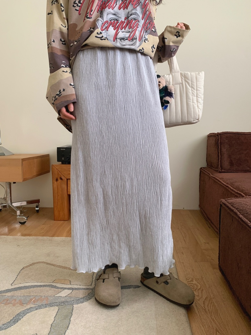 TOLL韓國代購㊣女裝新款時尚25秋冬推薦熱賣休閑長裙天鵝絨TOLL長裙