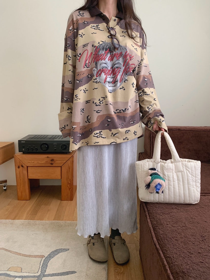TOLL韓國直郵㊣女士新款休閑推薦真品職業人氣熱賣長袖T恤迷彩TOLL長袖T恤
