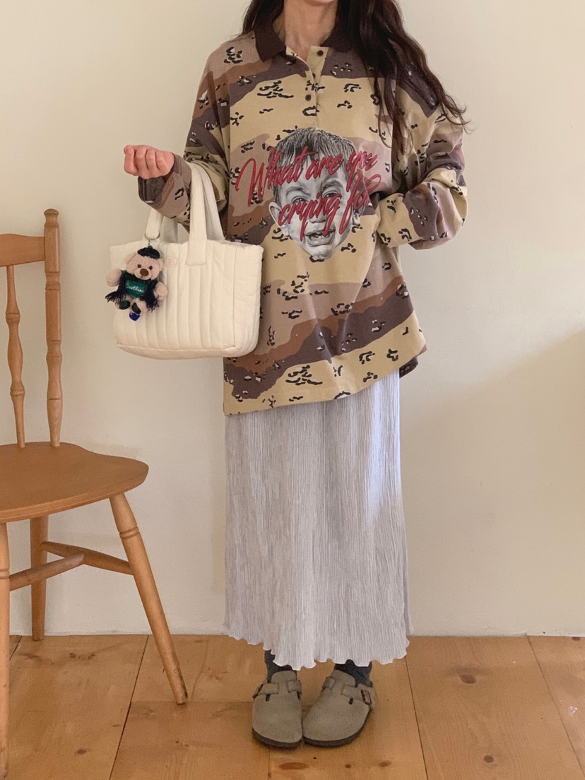 TOLL韓國直郵㊣女士新款休閑推薦真品職業人氣熱賣長袖T恤迷彩TOLL長袖T恤
