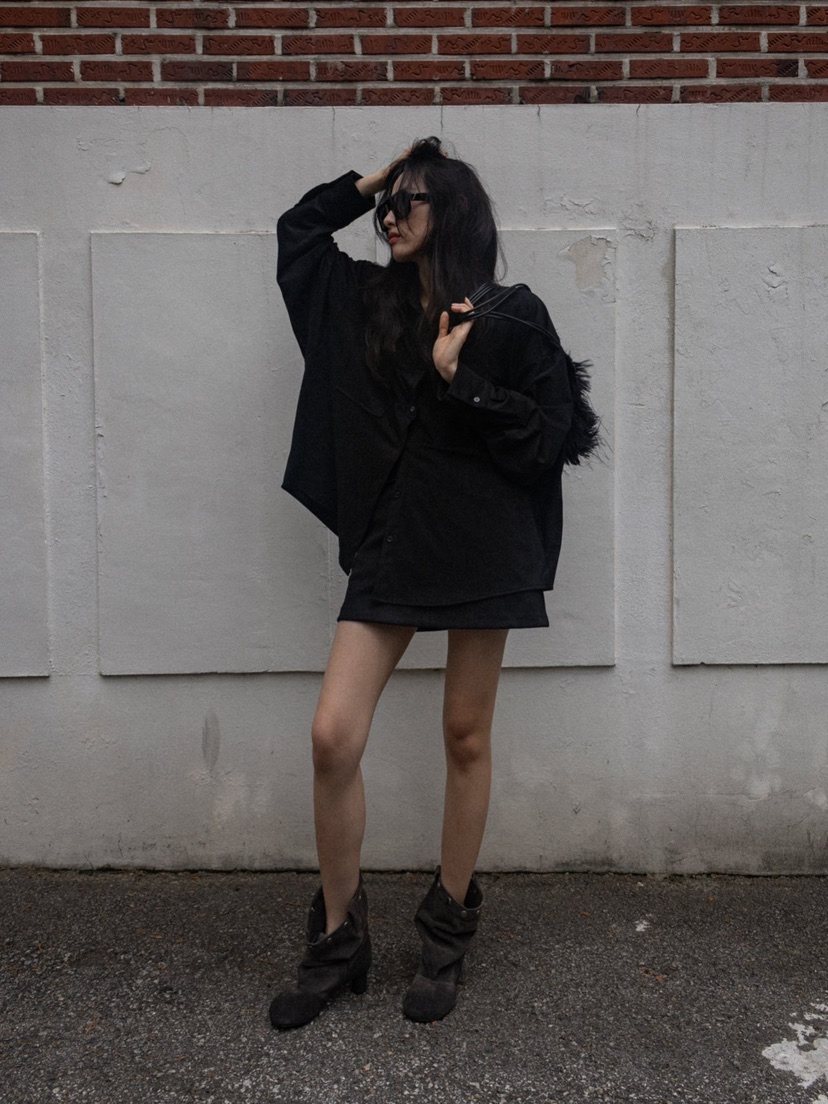 INSSENSE-A東大門㊣直郵女士新品時尚熱賣短裙不含腰帶絨面革INSSENSE-A短裙