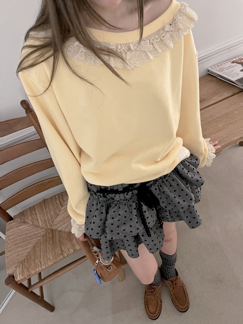 BOUTIQUE-L東大門㊣實拍女士新款熱賣真品人氣衛衣荷葉邊露肩BOUTIQUE-L衛衣