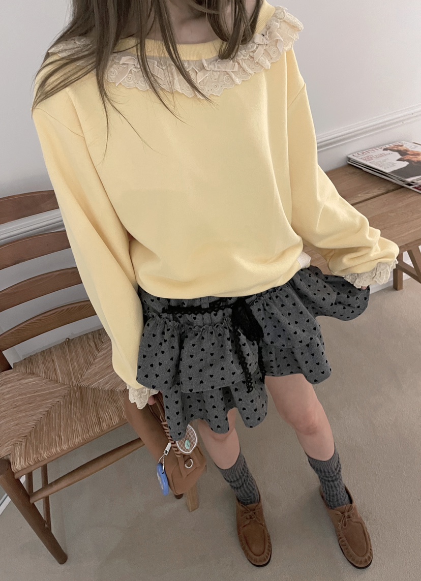 BOUTIQUE-L東大門㊣實拍女士新款熱賣真品人氣衛衣荷葉邊露肩BOUTIQUE-L衛衣圖色1