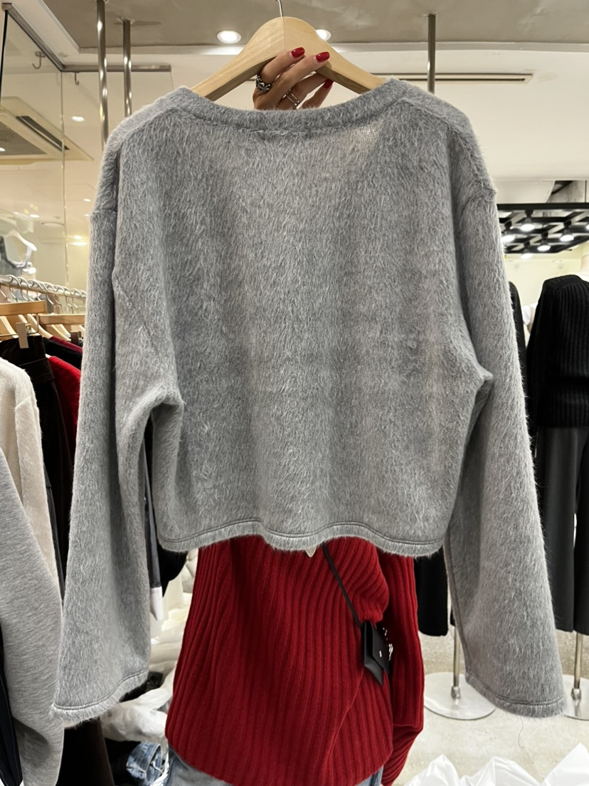 INSSENSE-A韓國直郵㊣女士新品真品休閑針織衫毛皮短款開衫INSSENSE-A針織衫