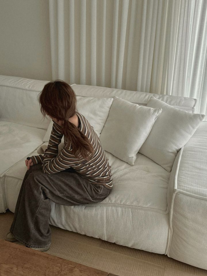 MARE東大門㊣實拍女裝新品時尚25秋冬真品熱賣休閑長袖T恤條紋MARE長袖T恤