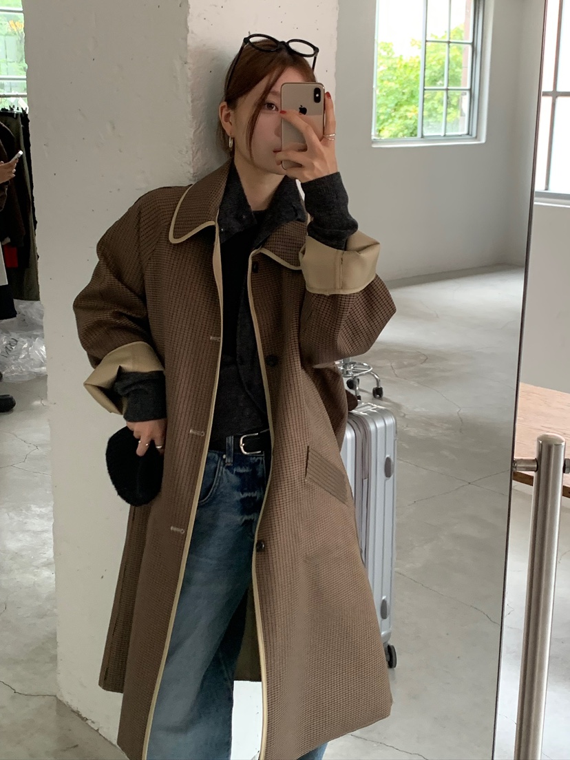 UNBOUND東大門㊣代購女裝新品真品熱賣休閑人氣長款風衣雙面UNBOUND長款風衣