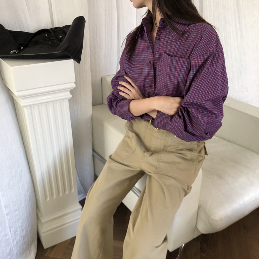 THE ABLE東大門㊣實拍女裝新款休閑25秋冬人氣襯衫蕾絲衫格紋THE ABLE/TA襯衫/蕾絲衫