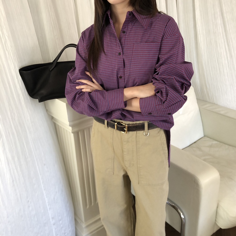 THE ABLE東大門㊣實拍女裝新款休閑25秋冬人氣襯衫蕾絲衫格紋THE ABLE/TA襯衫/蕾絲衫